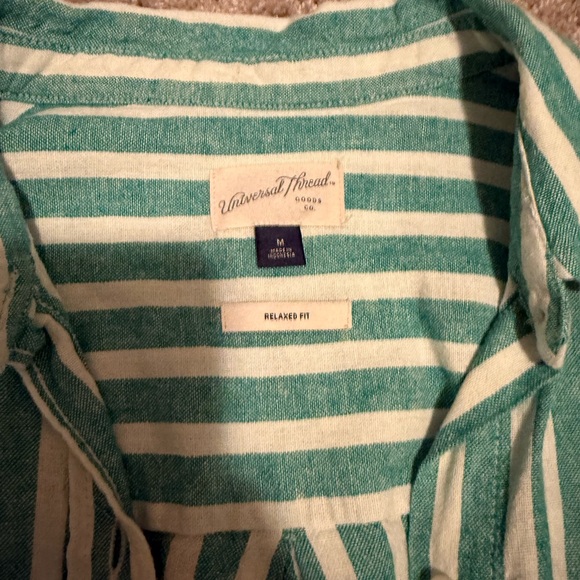 Universal Thread Teal and White Striped Shirt - Picture 2 of 2